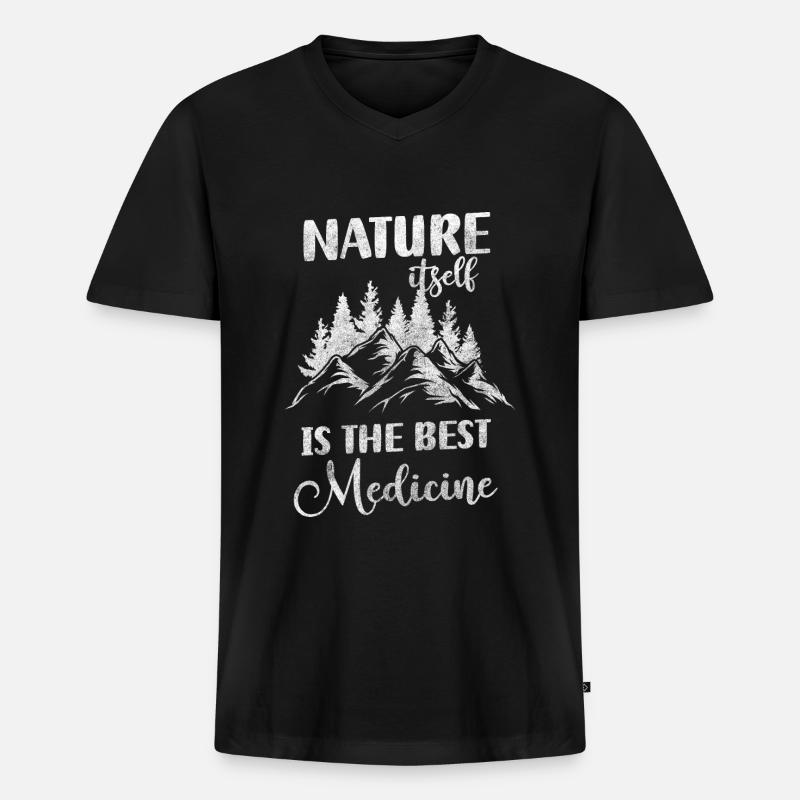 Baum Wandern Umweltschutz Forstwirt - Männer Premium Bio T-Shirt mit V-Ausschnitt - Schwarz