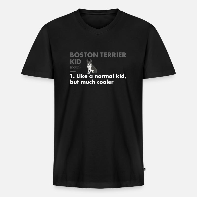 Boston Terrier Kid Definition - Männer Premium Bio T-Shirt mit V-Ausschnitt - Schwarz