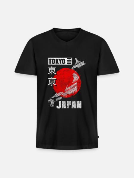 Japan Samurai Historical - Men's Premium Organic T-shirt with V-neck - black