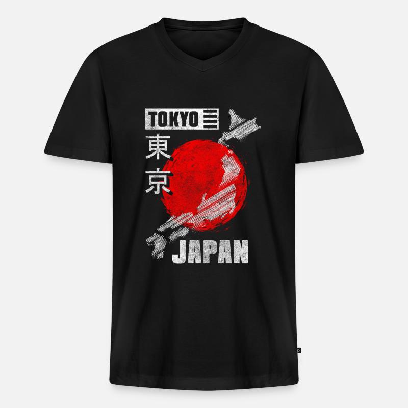 Japan Samurai Historisch - Männer Premium Bio T-Shirt mit V-Ausschnitt - Schwarz