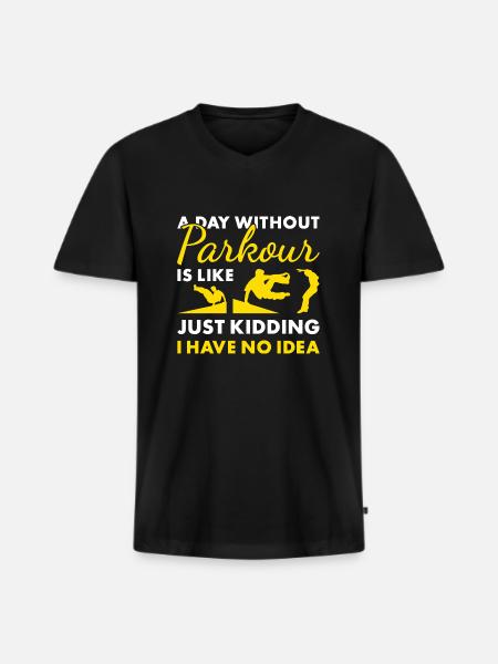 Traceur A Day Without Parkour - Men's Premium Organic T-shirt with V-neck - black