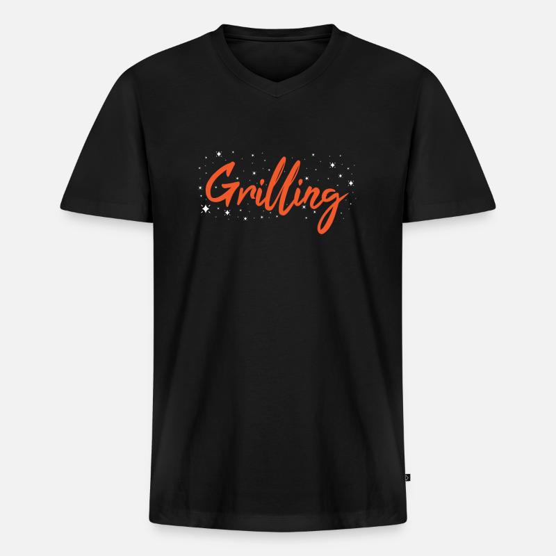 Griller Grilling - Männer Premium Bio T-Shirt mit V-Ausschnitt - Schwarz