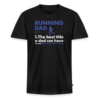Sports Papa Course À Pied - T-shirt encolure en V Premium bio Homme - noir - Devant - Nico (187cm)
