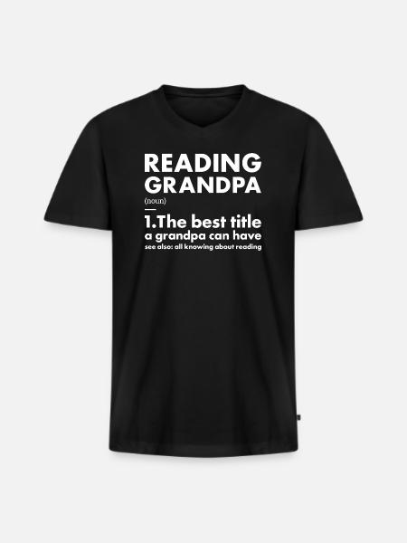 Reader Grandpa Definition Reading - Men's Premium Organic T-shirt with V-neck - black