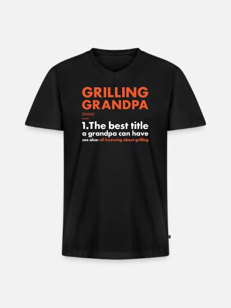 Griller Grandpa Definition Grilling - Men's Premium Organic T-shirt with V-neck - black