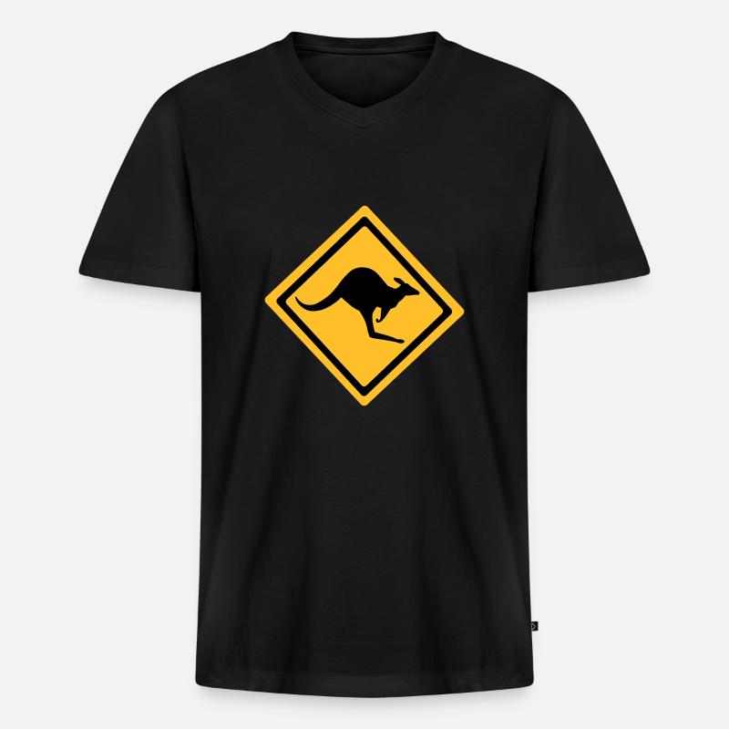 Australian Kangaroo Anmelden - Männer Premium Bio T-Shirt mit V-Ausschnitt - Schwarz
