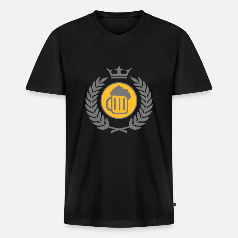 Lorbeerkranz (Bier) 02 - Männer Premium Bio T-Shirt mit V-Ausschnitt - Schwarz