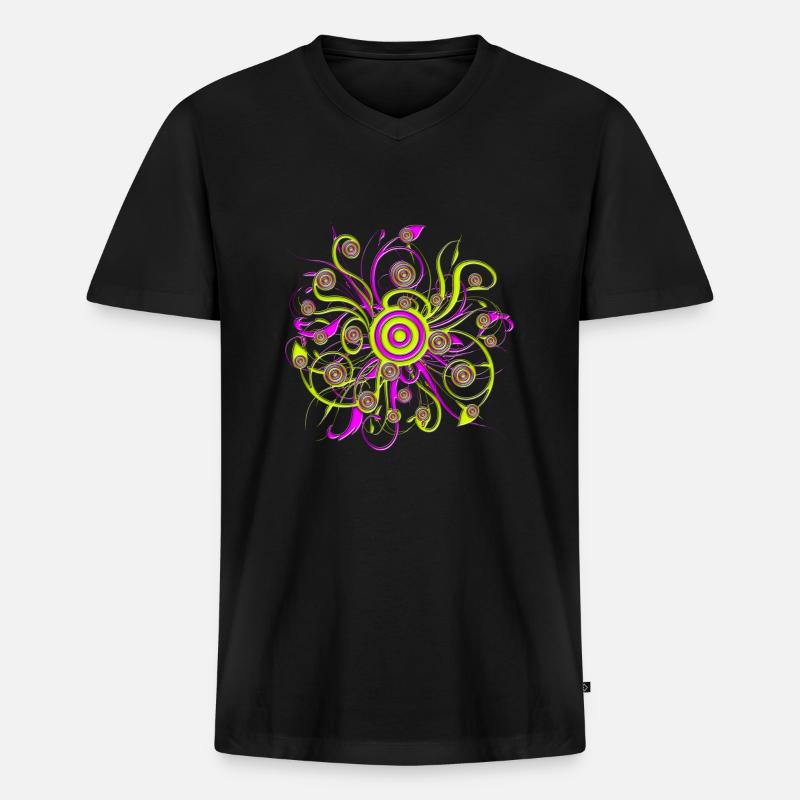 psychedelic flower - Männer Premium Bio T-Shirt mit V-Ausschnitt - Schwarz