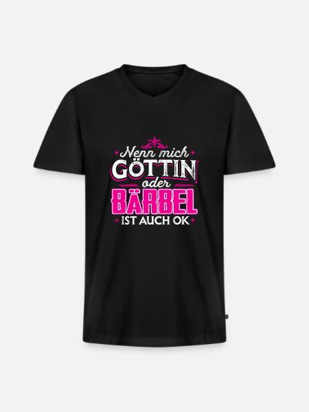 BÄRBEL - Göttin - Männer Premium Bio T-Shirt mit V-Ausschnitt - Schwarz