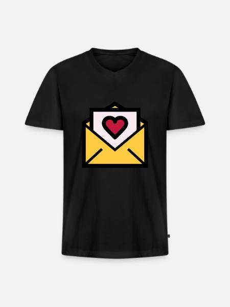 Kærlighedsbrev til Valentinsdag - Premium økologisk T-shirt med V-hals til mænd - sort