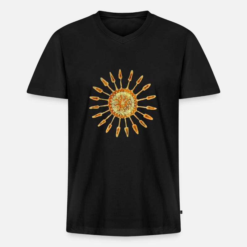 Mandala-Blume 6 - Männer Premium Bio T-Shirt mit V-Ausschnitt - Schwarz