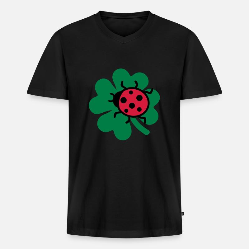 Marienkäfer - Männer Premium Bio T-Shirt mit V-Ausschnitt - Schwarz