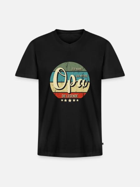 Opa - Männer Premium Bio T-Shirt mit V-Ausschnitt - Schwarz