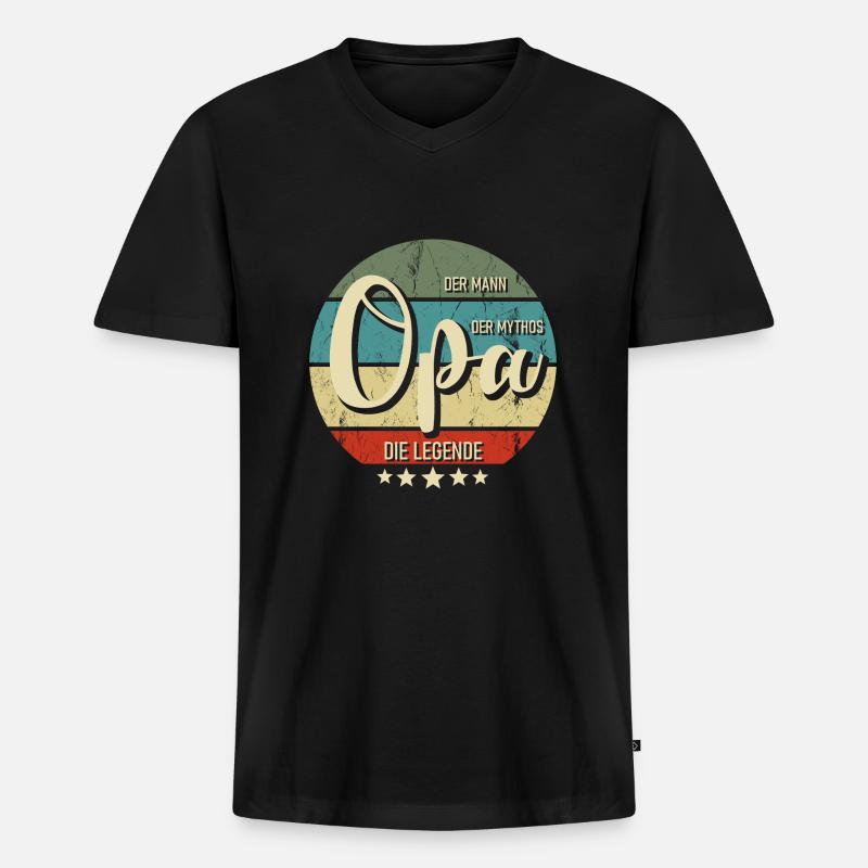 Opa - Männer Premium Bio T-Shirt mit V-Ausschnitt - Schwarz