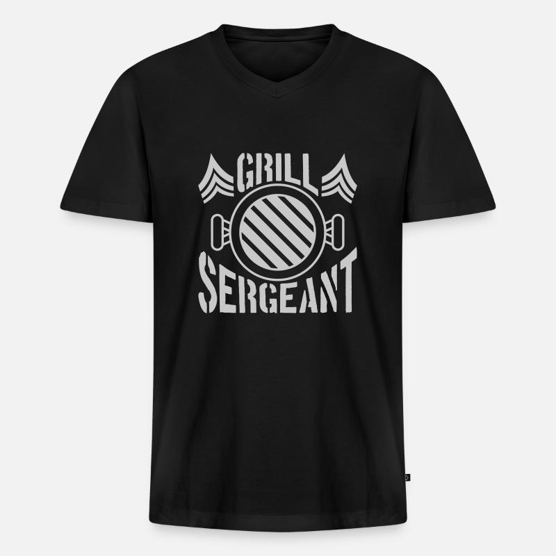 Grill Sergeant BBQ Grillparty - Männer Premium Bio T-Shirt mit V-Ausschnitt - Schwarz