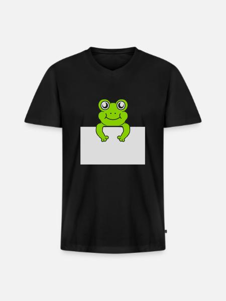 Present text Comic Frog - Men's Premium Organic T-shirt with V-neck - black