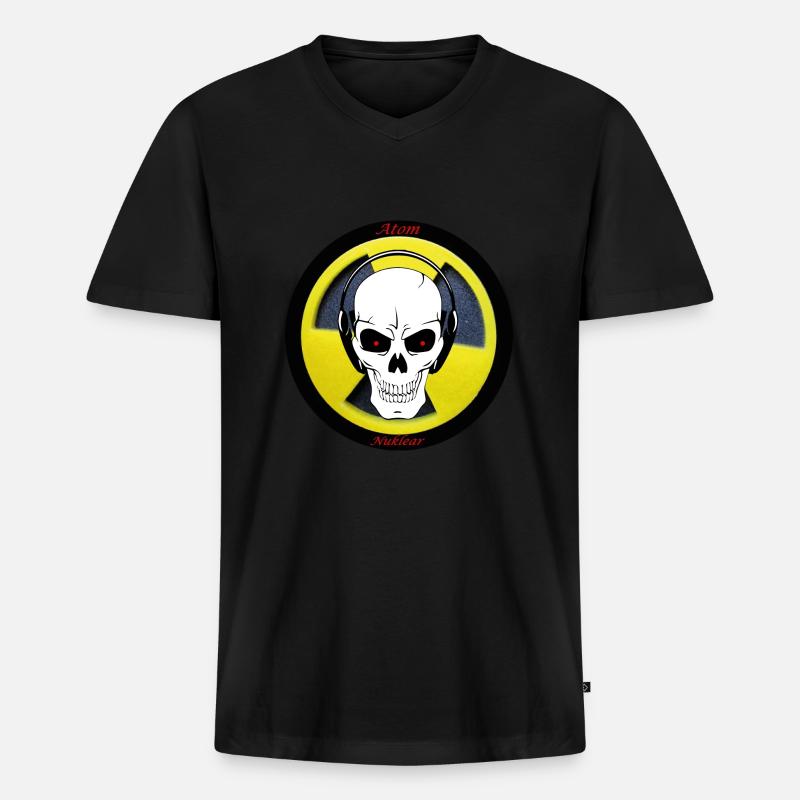 LOGO Atom Nuklear - Männer Premium Bio T-Shirt mit V-Ausschnitt - Schwarz