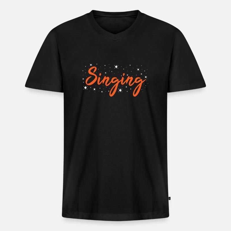 Singer Singing - Männer Premium Bio T-Shirt mit V-Ausschnitt - Schwarz