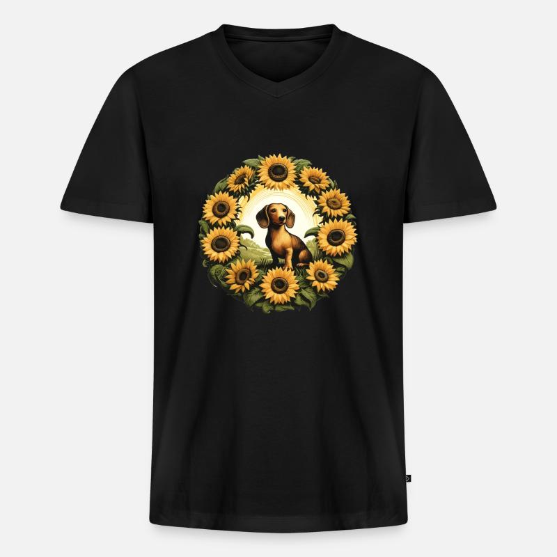 Dackel Hunderasse - Männer Premium Bio T-Shirt mit V-Ausschnitt - Schwarz