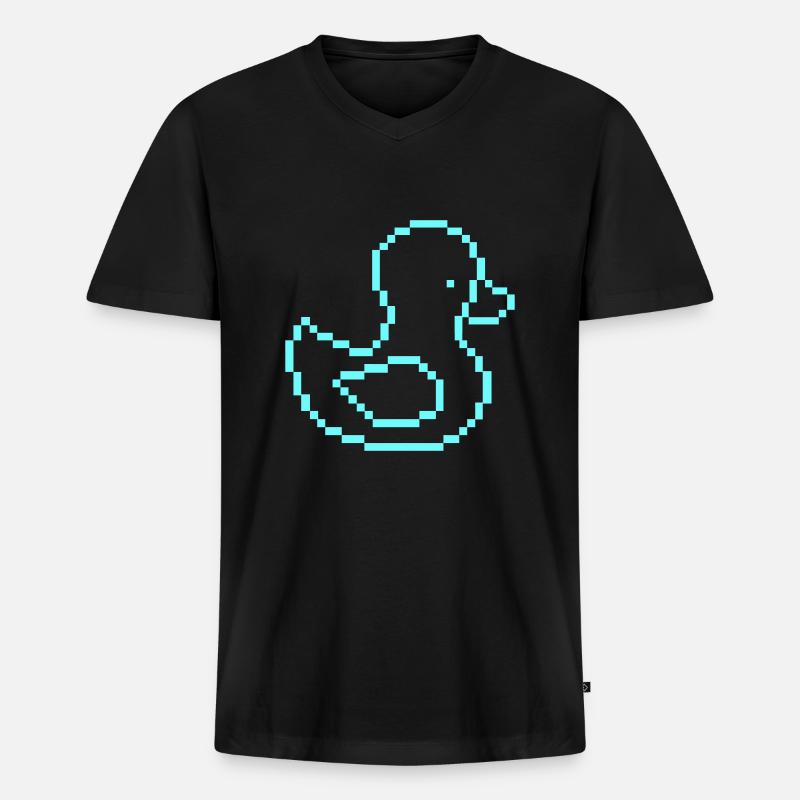pixel ente 1 - Männer Premium Bio T-Shirt mit V-Ausschnitt - Schwarz
