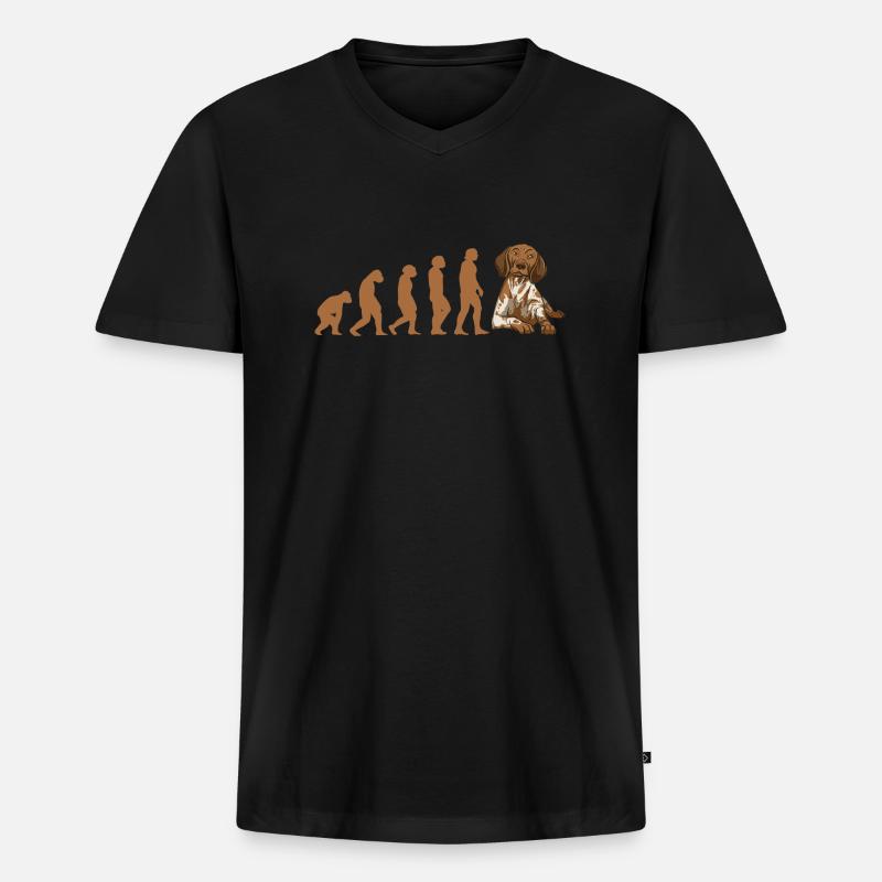 Evolution German Shorthaired Pointer - Männer Premium Bio T-Shirt mit V-Ausschnitt - Schwarz