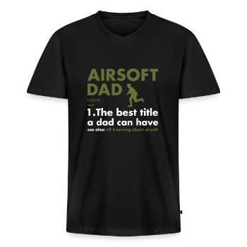 Sport Dad Definition Airsoft - Men's Premium Organic T-shirt with V-neck - black - Front - Nico (187cm)