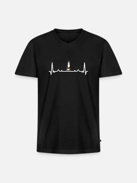 Heartbeat Bouvier Bernois - T-shirt encolure en V Premium bio Homme - noir