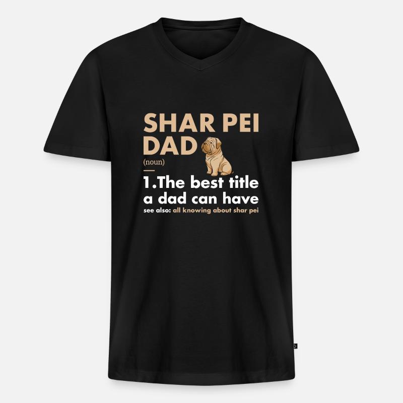 Shar Pei Dad Definition - Männer Premium Bio T-Shirt mit V-Ausschnitt - Schwarz