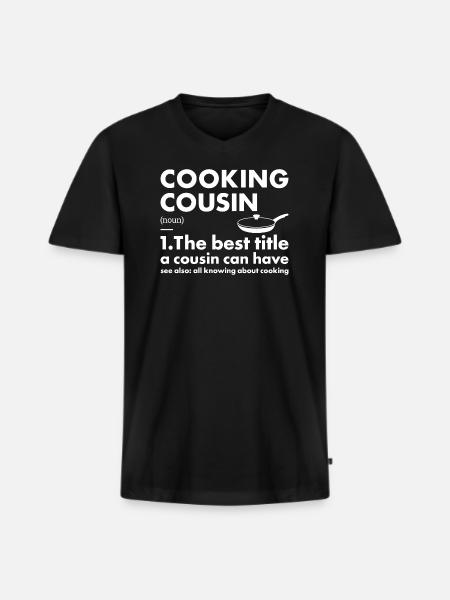 Cook Cousin Definition Cooking - Men's Premium Organic T-shirt with V-neck - black