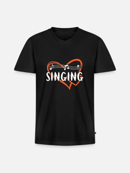 Singer Heart Singing - Men's Premium Organic T-shirt with V-neck - black