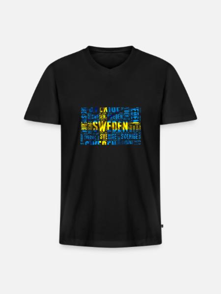 Suède Pavillon - T-shirt encolure en V Premium bio Homme - noir