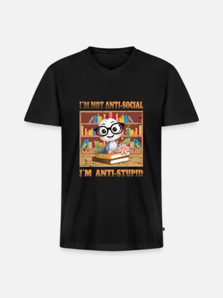 Smart Worm - Men's Premium Organic T-shirt with V-neck - black