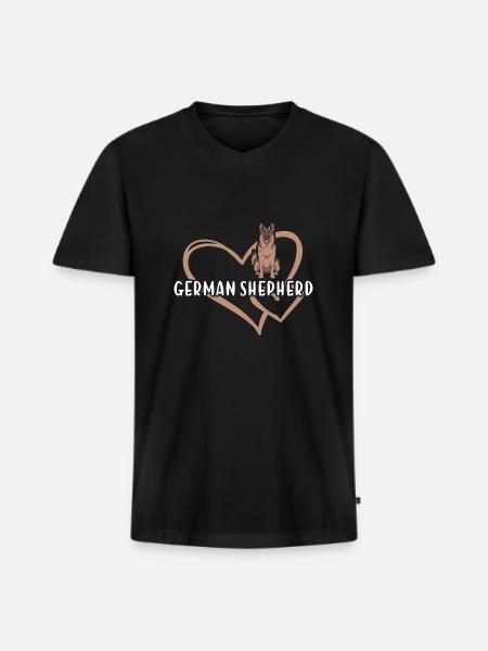 German Shepherd Heart - Men's Premium Organic T-shirt with V-neck - black