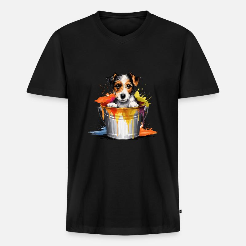 Foxterrier Hund Hunderasse - Männer Premium Bio T-Shirt mit V-Ausschnitt - Schwarz