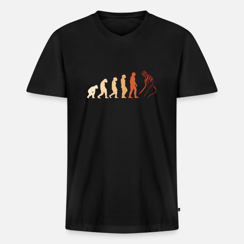 Comedian Evolution Stand Up Comedy - Männer Premium Bio T-Shirt mit V-Ausschnitt - Schwarz
