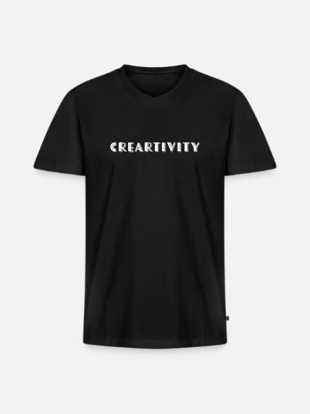 creartivity - Männer Premium Bio T-Shirt mit V-Ausschnitt - Schwarz