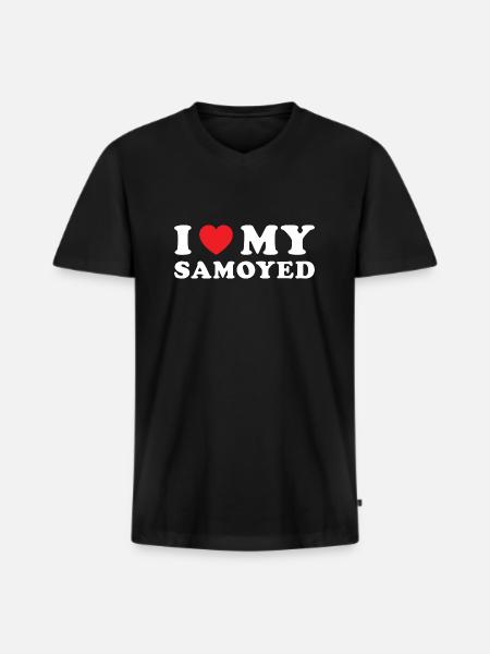 I Love My Samoyed - Men's Premium Organic T-shirt with V-neck - black