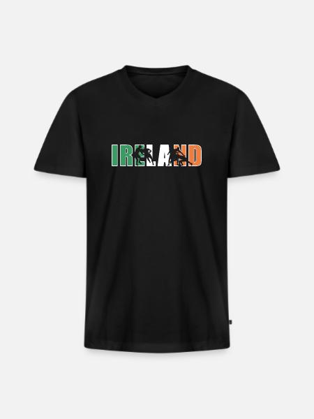 Ireland Rugby - Männer Premium Bio T-Shirt mit V-Ausschnitt - Schwarz