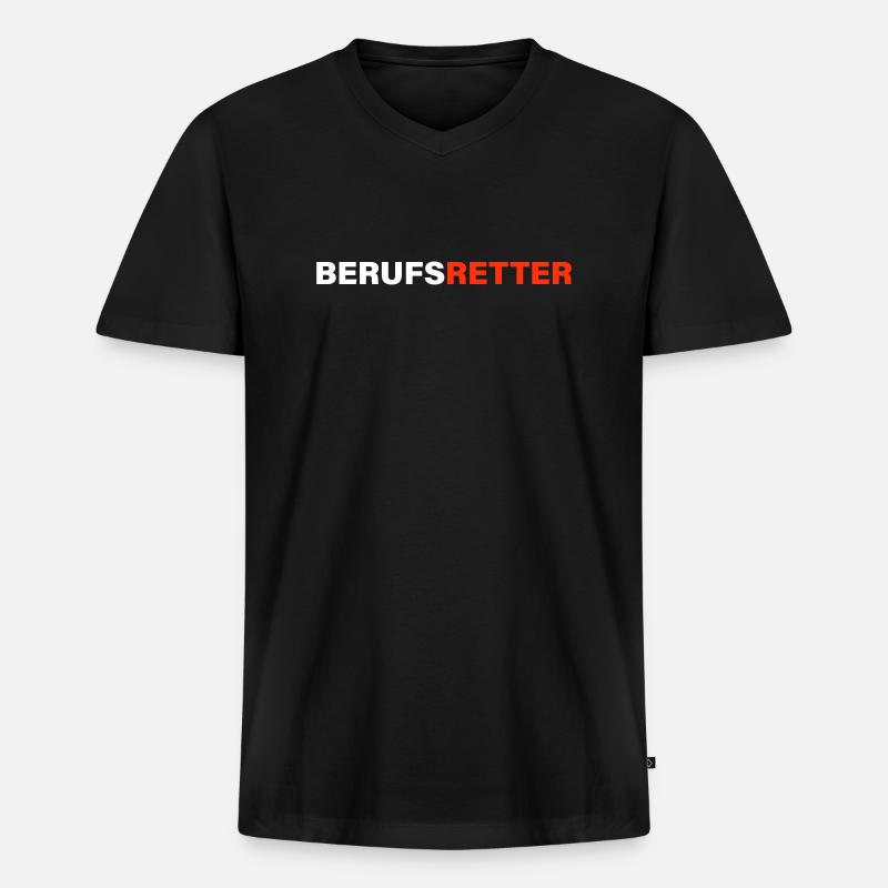 Berufsretter - Männer Premium Bio T-Shirt mit V-Ausschnitt - Schwarz