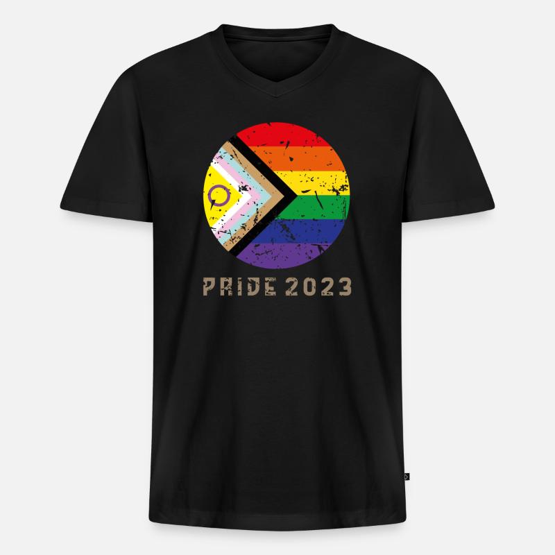 Pride 2023 - Männer Premium Bio T-Shirt mit V-Ausschnitt - Schwarz
