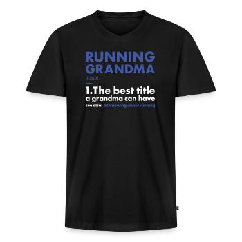 Sport Grandma Running - Männer Premium Bio T-Shirt mit V-Ausschnitt - Schwarz - Vorne - Nico (187cm)