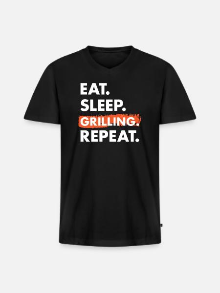 Griller Eat Sleep Grilling - Men's Premium Organic T-shirt with V-neck - black