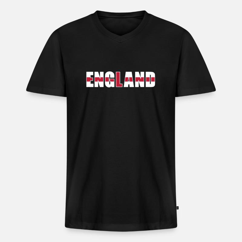 England Rugby - Männer Premium Bio T-Shirt mit V-Ausschnitt - Schwarz