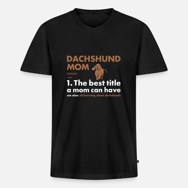 Dachshund Mom Definition - Männer Premium Bio T-Shirt mit V-Ausschnitt - Schwarz