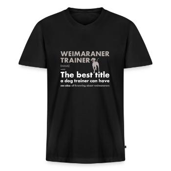 Dresseur de braques de Weimar - T-shirt encolure en V Premium bio Homme - noir - Devant - Nico (187cm)