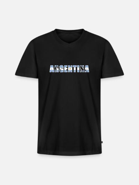Argentina Rugby - Men's Premium Organic T-shirt with V-neck - black