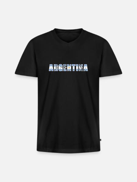 Argentina Rugby - Men's Premium Organic T-shirt with V-neck - black
