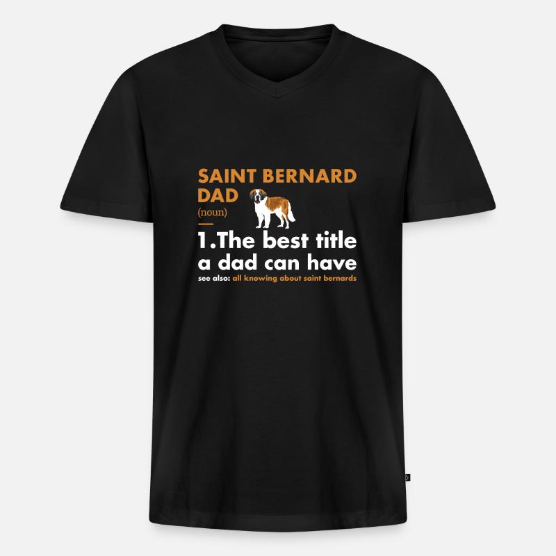 Saint Bernard Dad Definition - Männer Premium Bio T-Shirt mit V-Ausschnitt - Schwarz