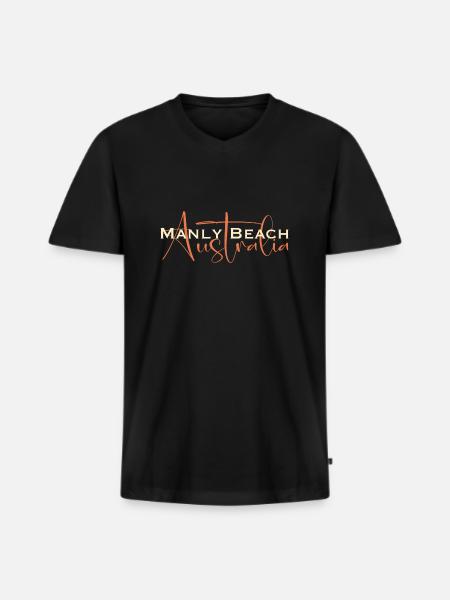 Manly Beach Australia - Men's Premium Organic T-shirt with V-neck - black