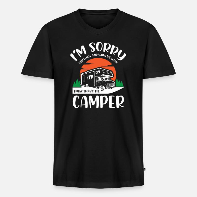 Life Camper Camping - Männer Premium Bio T-Shirt mit V-Ausschnitt - Schwarz